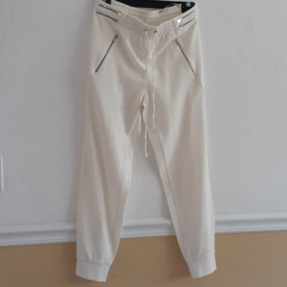 Zara pants, size S, cream elastic draw string